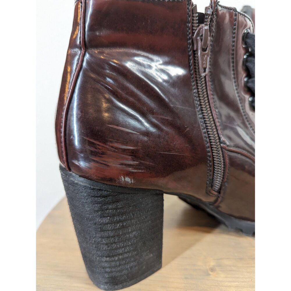 Vintage Block Heel Elisabet Bootie Size Wms 9.5 Burgundy Patent Goth Witchy - Picture 9 of 9